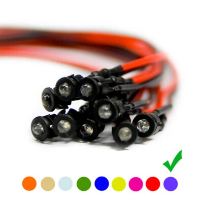 10 x Verkabelte Dioden LED + Plastik Halterung UV Purple Klare Linse 24V 3mm - Bild 1 von 4