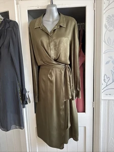 Reiss Katie Dress Shirt Style Olive Green Size 12 To 14 - Picture 1 of 16