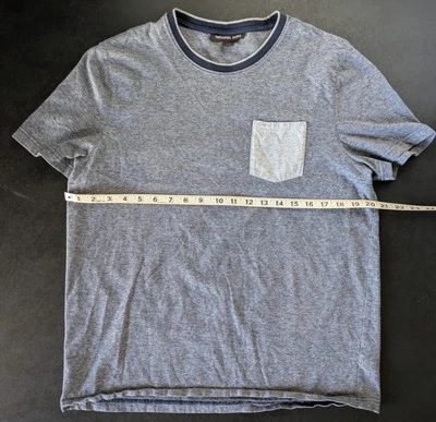 Camiseta Michael Kors Cuello Redondo Bolsillo Rayas Finas Azul Gris Talla L Foto 1 de 4