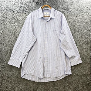 Van Heusen Mens Dress Shirt Size 48 White Blue Check Long Sleeve Collared - Picture 1 of 13