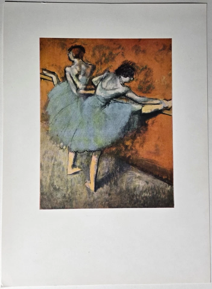 Litografía de colección con impresión rara de bellas artes bailarines en el barre pintura de Edgar Degas Foto 1 de 4