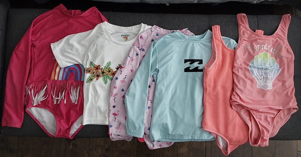 6 Colorful Girl's Swimsuits & Swimshirts Bundle / Size 8 - Image 1 of 4