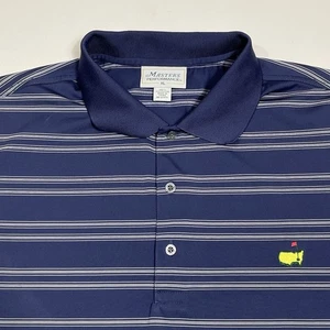 Masters Shirt Mens XL Blue White Stripe Performance Polo Golf - Picture 1 of 10