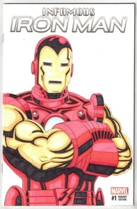 INFAMOUS IRON MAN #1 (2016)- VARIANTE DE BOCETO DE IRON MAN PERSONALIZADO - MARVEL - Imagen 1 de 2