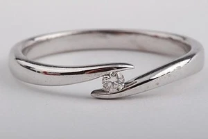 Feiner Spannring mit Diamant 0,05ct 585 Weiß Gold Größe 56 17,8mm Top! - Bild 1 von 7
