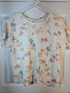Floral Sweater Top Sz M Cottage Grannycore Pastel Garden Retro 80s 90s VTG - Picture 1 of 5