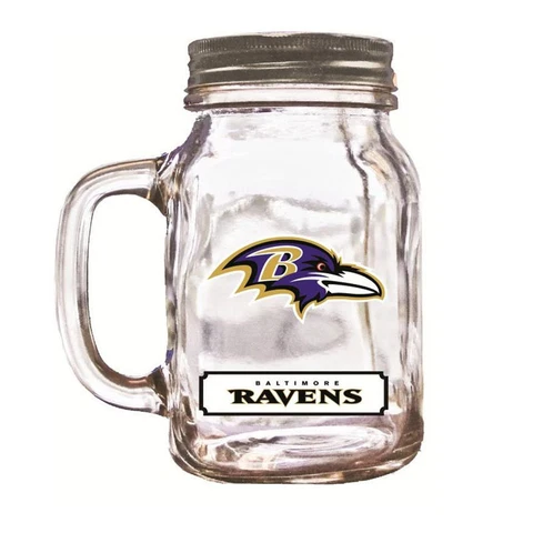 Brand New Duck House Sports NFL Baltimore Ravens 20oz  Glass Mason Jar / Mug Cover