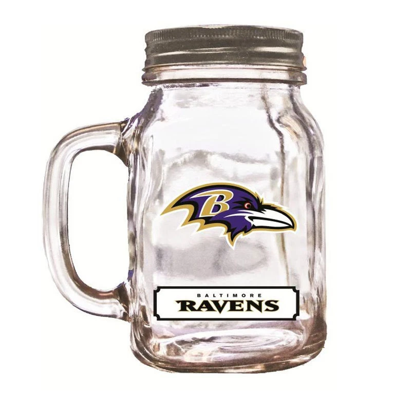 Duck House Sports NFL Baltimore Ravens 20oz Glass Mason Jar