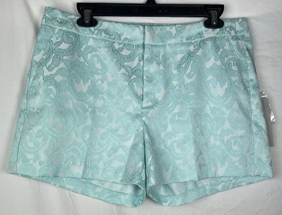 Jennifer Lopez-JLO-Pantalones Cortos Chinos-Estampado Floral-Turquesa-Talla 8-Bolsillos-ENVÍO GRATUITO Foto 1 de 4