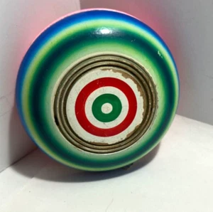 Wooden Yo-Yo Made in Japan Large DoubleSided Vintage colorful No string 3.5" dia - Picture 1 of 13