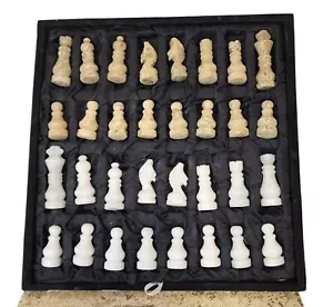 Piezas de ajedrez de mármol, caja de almacenamiento, blanco y marrón, regalo de ajedrez de cumpleaños para él - Imagen 1 de 8
