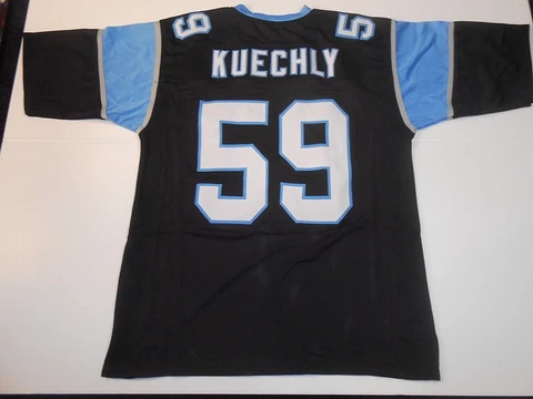 UNSIGNED CUSTOM Sewn Stitched Luke Kuechly Black Jersey - M, L, XL, 2XL, 3XL Cover