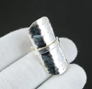 Anillo de plata esterlina 925 sólido hecho a mano banda larga joyería llamativa para mujer - Imagen 1 de 4