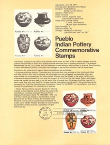 #7704 13c estampillas de cerámica pueblo #1706-1709 página de recuerdo - Imagen 1 de 1