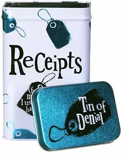 Bright side Receipts Bills Paper Metal Storage Tin - Picture 1 of 4