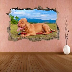 Pitbull Dog Animal 3D Wall Sticker Mural Decal Boys Girls Bedroom Decor CS11