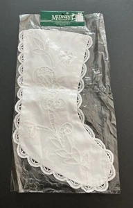 Vintage weißer Weihnachtsstrumpf Leinen? Überbackene Spitze Bordüre 15X6 Midwest Imports - Bild 1 von 6