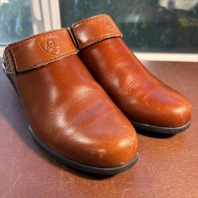 Ariat Women’s Size 7.5B Chestnut Brown Leather Mules Clogs Casual Shoes 94070 - Image 1 of 4