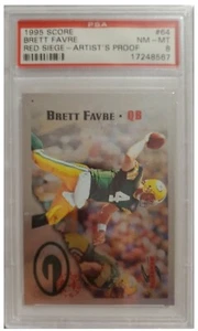 1995 Score Brett Favre RED SIEGE ARTIST PROOF card #64 graded PSA 8 card POP 6 - Picture 1 of 2