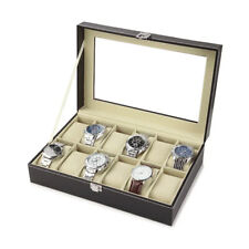 Uhrenbox Uhrenkoffer Uhren Uhrentruhe für 12 Leder Uhrenkasten Aufbewahrungsbox