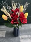 Artificial&dried flowers Bouquet Red Poppies&wheat&tulips Wild Cottage Flowers