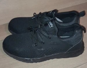 Size 11 - AEFU steel Toe Shoes slip proof sole black nwob - Picture 1 of 5