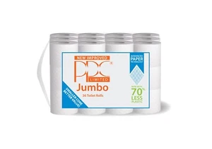 144 Toilet Jumbo PPC Rolls 2ply Quilted Embossed Luxury White Tissue Rolls - Picture 1 of 6