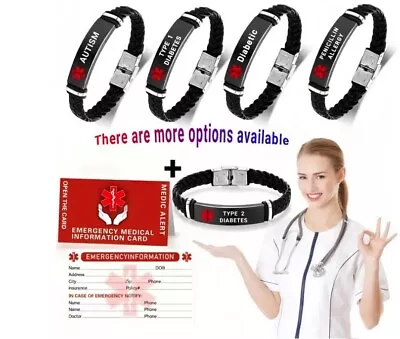 SOS Notfall Armband  für Diabetes/Epilepsie/Alzheimer/Asthma - Bild 1 von 4