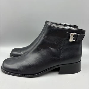 Unisa Ankle Booties Women’s Size 7.5 B Black Leather Side Zip - Picture 1 of 13