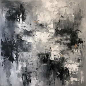Grey, White & Black Abstract Modern Style Painted Canvas Wall Art Picture Print - Picture 1 of 1