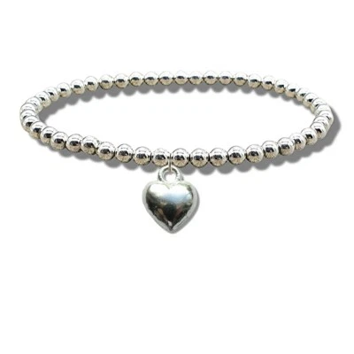 Puff Heart Silver Beaded Bracelet - Image 1 of 2