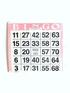 1 on Single Face Bingo Paper Cards- Pack of 500- Color Pink Border - Picture 1 of 1