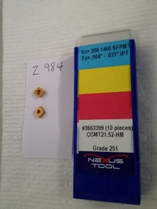 10 NEUE NEXUS CCMT 21,52-HM HARTMETALL-EINSÄTZE. GRADE: 251. Factory Pack {Z984} - Bild 1 von 1