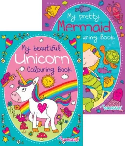 Unicorn Mermaid Colouring Book Kids Children Colour In Cute Design Single Book. - Picture 1 of 1