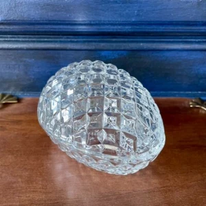 Large Vintage Diamond Cut Crystal Glass Egg Candy/ Trinket Dish- Jeanette Curios - Picture 1 of 10