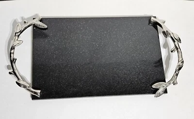 Michael Aram Olive Branch Black Granite Cheese Board 15-1/2" - Image 1 of 4