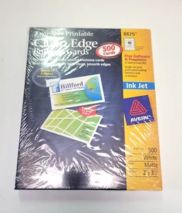 Avery 8875 Clean Edge 500 Count Business Cards Ink Jet Matte White 2 x 3.5 - NEW - Picture 1 of 3