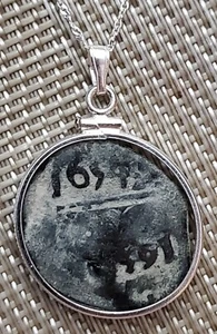 Spanisches Piratenschiffswrack Philipp IV echt 6 Maravedis Münze 925 Silber Halskette - Bild 1 von 11