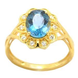 De Buman Ring 2,48 ctw London Blautopas massiv 18 KY vergoldet & 925 Größe 7 - Bild 1 von 5