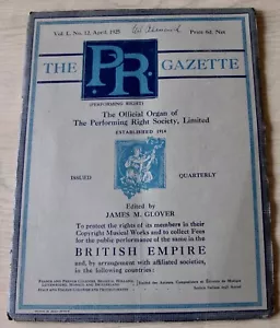 THE PR GAZETTE APR 1925 PERFORMING RIGHT SOCIETY MUSIC MAGAZINE ARCHIBALD JOYCE - Bild 1 von 10