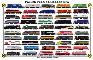 Fallen Flag Locomotives M-W 11"x17" Railroad Laminated Placemat Andy Fletcher - Picture 1 of 1