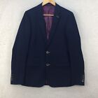6th Sense Premium Luxury Navy Blue Polyester Blend Blazer Jacket Men Size UK 36R
