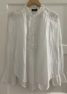 ME + EM - Women’s White Cotton Top /Blouse Size 8 - Picture 1 of 23