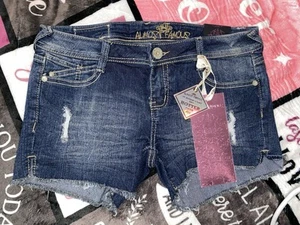 Almost Famous Sz 5 NWT Shorts Jeans Demin Stretch Cut Off Cute Pockets - Picture 1 of 8