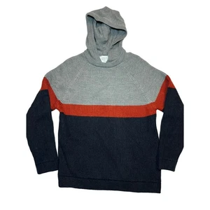 Zara Boys Color Block Gray Orange Navy Heavyweight Hoodie Sweater Size 11-12 - Picture 1 of 6
