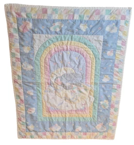 Manta Edredón Edredón Edredón Años 80 90 Elefante Oso Cuna Nube Arco Iris Pastel De Colección - Imagen 1 de 4