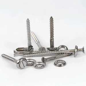 No6 / 3.5mm A2 Stainless Steel Slotted Countersunk Wood Screws + Cup Washers Kit - Picture 1 of 24