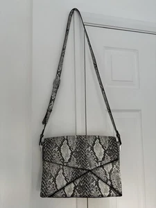 M&S Limited Edition Snakeskin Black & Grey Print Handbag Shoulder/crossbody VGC - Picture 1 of 15