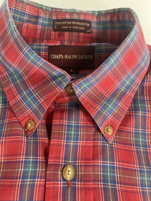 Chaps Ralph Lauren Shirt Mens Large L Red Button Down Classic Long Sleeve - Image 1 of 4