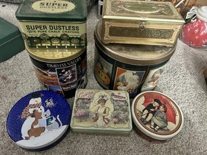 7-Vintage Tin Containers - Picture 1 of 10